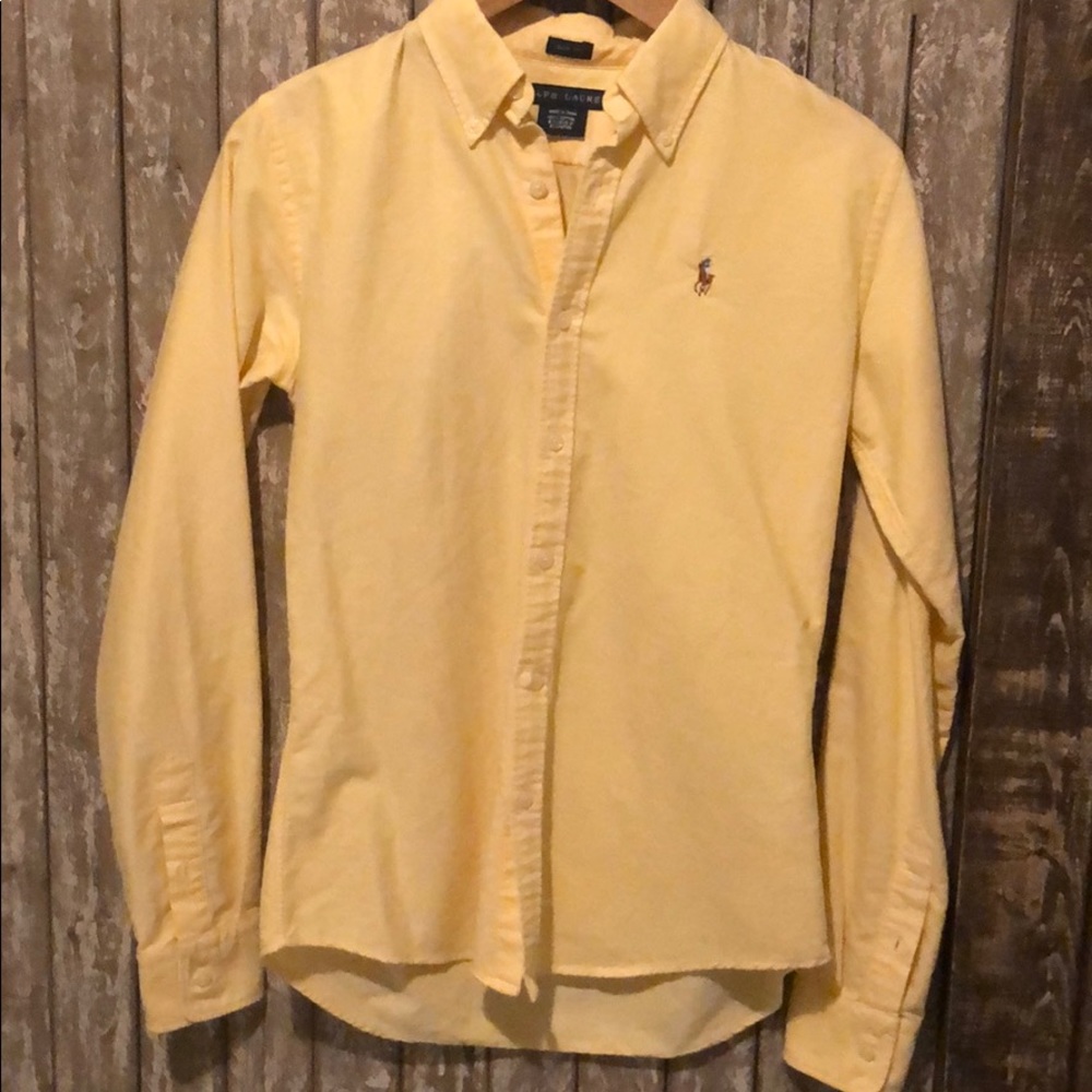 Ralph Lauren yellow button down blouse